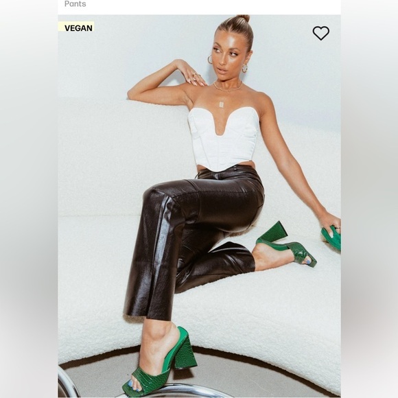 NWOT Princess Polly Faux Leather High Waisted Straight  MACEY Black Pants - Picture 2 of 16